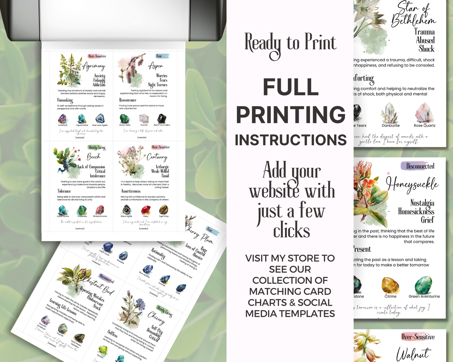 Bach Flower Cards with Crystals, Bach Remedy Healing Cards